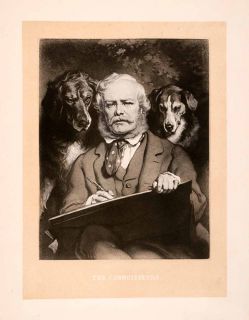 1876 Heliogravure Sir Edwin Henry Landseer Art Portrait Writer Writing