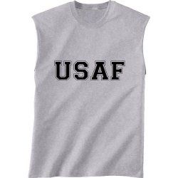 USAF Sleeveless Shooter T Shirt Sport Grey US Air Force