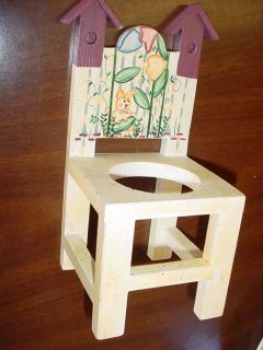 Wooden Decorative Chair Painted Bunny Garden Planter