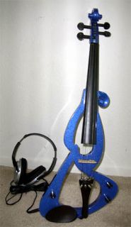 Brand New 4 4 Blue Electric Violin w 5 Years Warranty