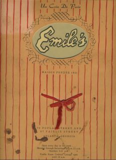 Emiles French Cafe Menu Atlanta Georgia 1961 Maison Fondee 1941