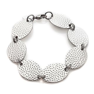 Stately Steel Speckled Oval Link 8 Bracelet
