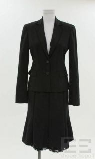 Elie Tahari 2 Piece Black Wool Lace Jacket Skirt Suit