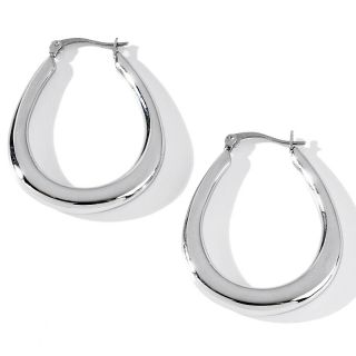 Jewelry Earrings Hoop Stately Steel Polished Oblong Hoop Earrings
