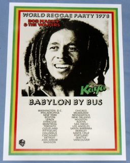 Bob Marley & the Wailers   Kaya Tour Poster   Babylon By Bus