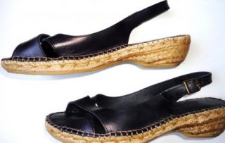 ERIC MICHAEL BLACK SLINGBACK SANDALS Womens Shoes Size 9   9.5