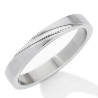 Ladies Stainless Steel Satin and High Polished 3mm Wedding Band