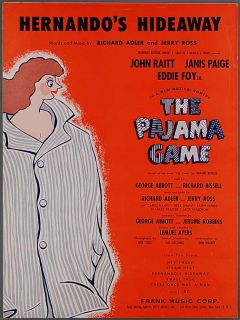 1954 HERNANDOS HIDEAWAY Adler & Ross THE PAJAMA GAME Theatre Sheet