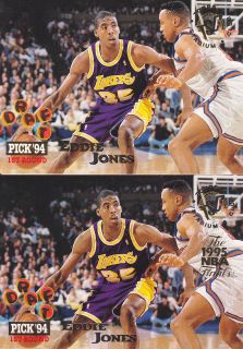 Eddie Jones RC Lot 2 RARE 1995 NBA Finals Gold Stamp La Lakers $1 SH