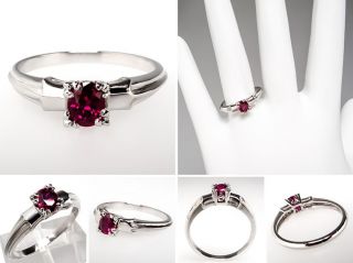 Vintage Red Ruby Engagement Ring No Heat Platinum skuwm7883