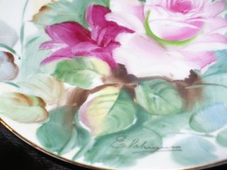 Hand Painted Signed Elshigura German Porcelain Decorative Floral Plate