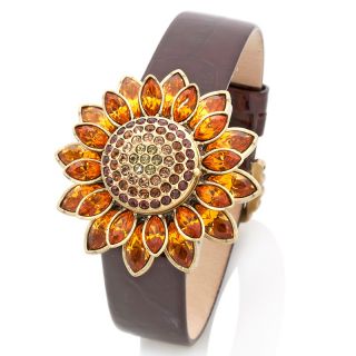  sunflower crystal dial cover leather strap watch rating 11 $ 149 95