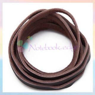 Punk Gothic Brown Long Leather Bracelet Cuff Wristband Brown Strap