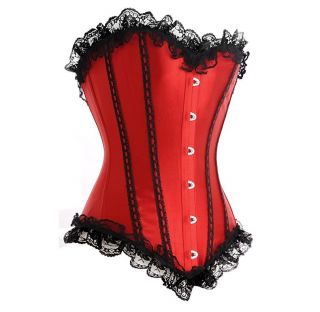 New Sexy Red Lace Corset Bustier Burlesque Victorian Thong Ships from