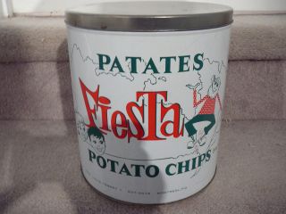  Large Potato Chip Tin Advertising French English Writing