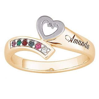 Jewelry Rings Personalized 18K Gold Over Family Name Birthstone