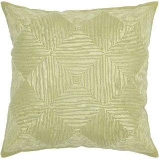 Rizzy Home 18 x 18 Embroidered Cotton Pillow   Light Green