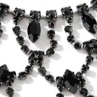 GLAMOUR Jewelry Black Rhinestone 17 Bib Necklace