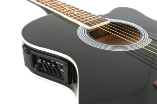 New Adult Crescent Black Acoustic Electric Guitar Acc