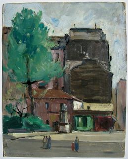 Oil Painting Swiss Edmond Henri Zeiger de Baugy Paris Street 1935
