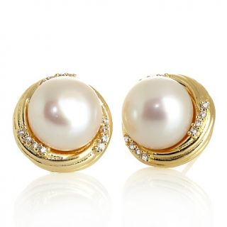  freshwater pearl goldtone ribbed frame earrings rating 1 $ 24 94 s h