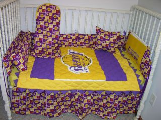 Crib Bedding Nursery Set Made w La Lakers Prairie Points