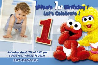 Elmo Sesame Street Birthday Baby Invitation Photo First