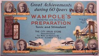 1940s Wampoles Tonic City Drug Elizabeth City N C