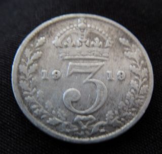 Solid Silver Threepence 1917 Coin Antique II Vintage English Old World