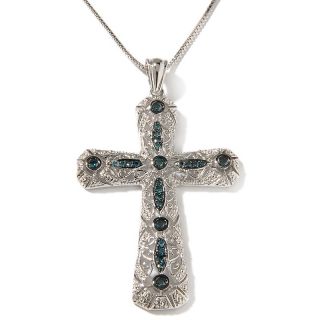 Jewelry Pendants Religious .32ct Diamond Silver Vintage Cross