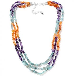  by Jay King Jay King Multigemstone Sterling Silver 3 Row 22 Necklace