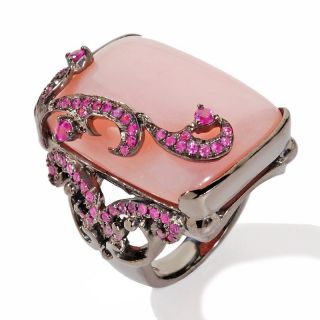 Carlo Viani Rosa Bella Opal and Pink Sapphire Sterling Silver Cushion