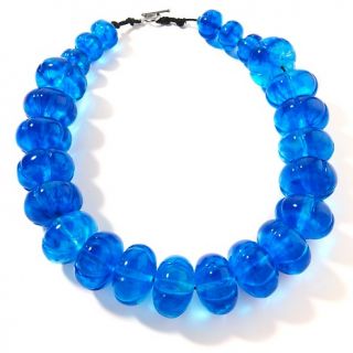  Avis by Iris Apfel Blue Carved Bead 26 Necklace