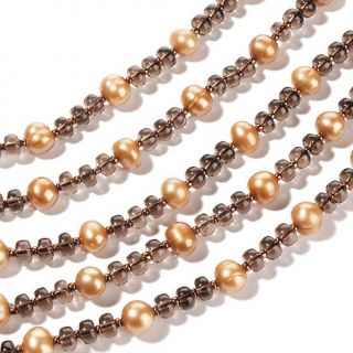  Cultured Freshwater Pearl and Smoky Quartz 28 Necklace