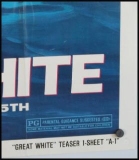 ORIGINAL * GREAT WHITE * 1982 1sh ADVANCED Movie Poster SHARK JAWS