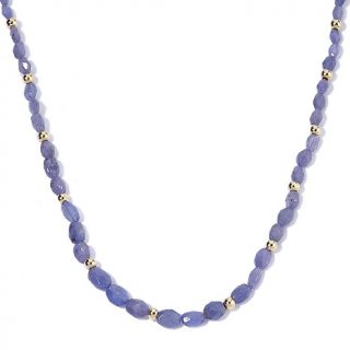 35ct Faceted Tanzanite and 14K Gold Bead 18 Necklace