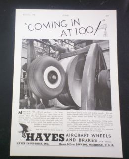 1942 Ad Hayes Aircraft Wheels Brakes Coming in at 100