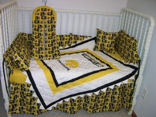 Crib Bedding Set Made w Iowa Hawkeyes Fabric PR Points