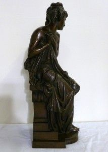 Female Bronze Statue Signed Albert Ernest Belleuse Carrier