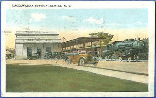 Elmira New York NY 1920s Train Lackawanna Railroad Depot Vintage