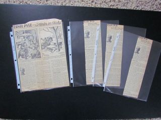  1944 Newspaper Clippings WW II Correspondent, Ernie Pyle, Columbus, OH