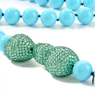  Boyce Turquoise Color Bead Crystal Station 37 1/2 Necklace