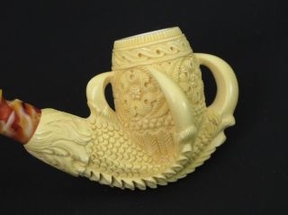 Eagle Claw Floral Egg Meerschaum Pipe by Emin 1825