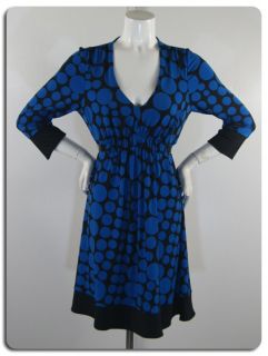 INC International Concepts Black Blue Polka Dot Empire Dress