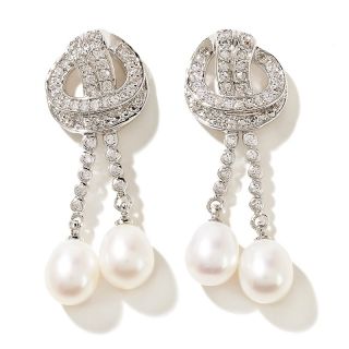 Jewelry Earrings Drop Veronicas Love Knot Cultured Pearl CZ Drop