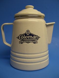 Coleman Camping White Speckled Enameled Coffee Pot Unused