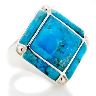 Sally C Treasures Diamond Shaped Turquoise Sterling Silver Ring