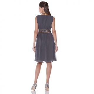 JS Boutique Womens Chiffon V Neck Beaded Dress