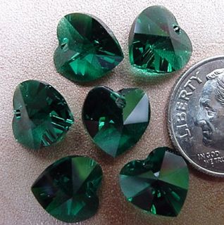 contains 12 pieces beautiful green emerald swarovski heart shaped