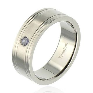  Satin Round Alexandrite Simulated Titanium Wedding Ring Sz 11